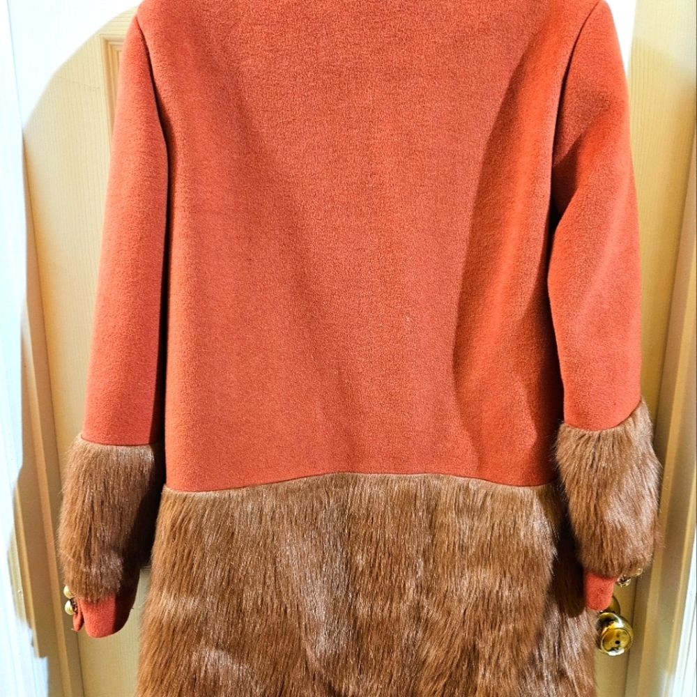 Anthropologie Keepsake Wool and Faux Fur Coat - X-Large Reddish Orange - Picture 12 of 15